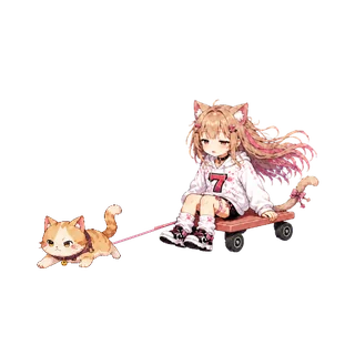 猫に台車を引いてもらうスロにゃん